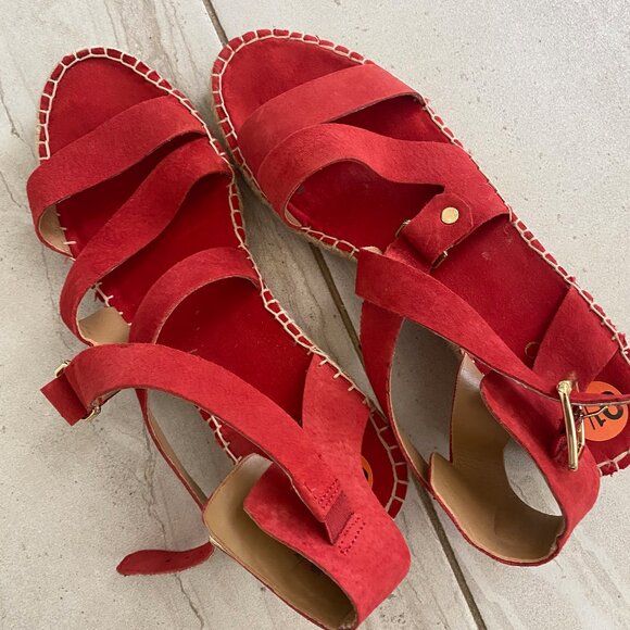 Franco Sarto red summer sandals size 9,5 exellent condition leather - Picture 3 of 3